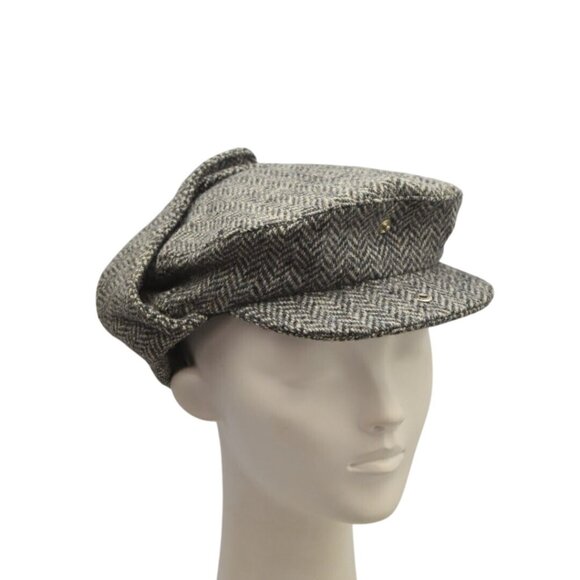 Hanna Hats L L Bean Tweed Donegal Touring Cap With Ear Flaps Mens L Black White - Picture 2 of 12